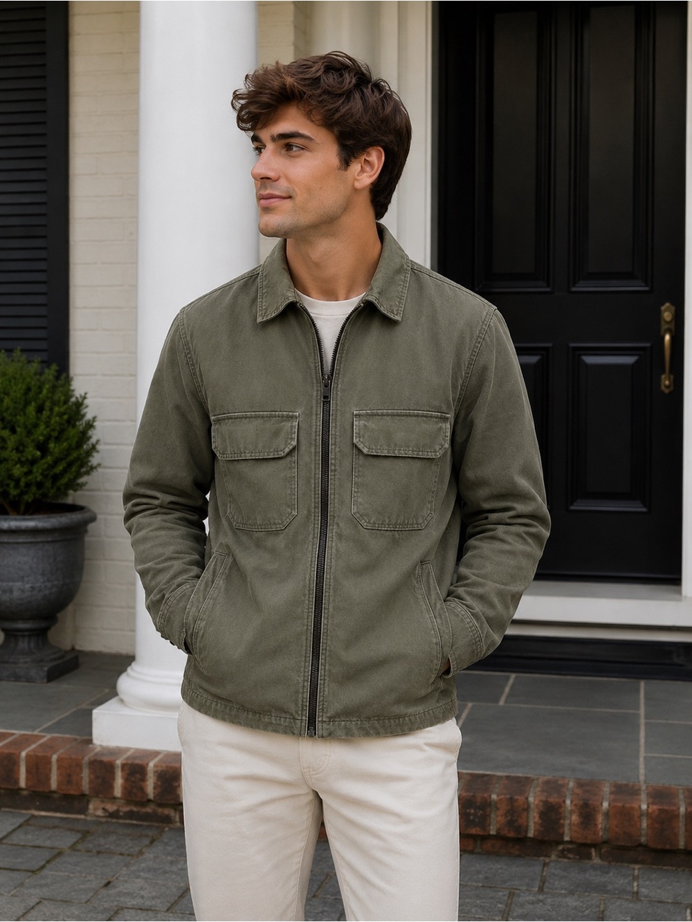 Original Use Olive Utility Shacket Jacket Mens Small Cotton Workwear Chore Coat